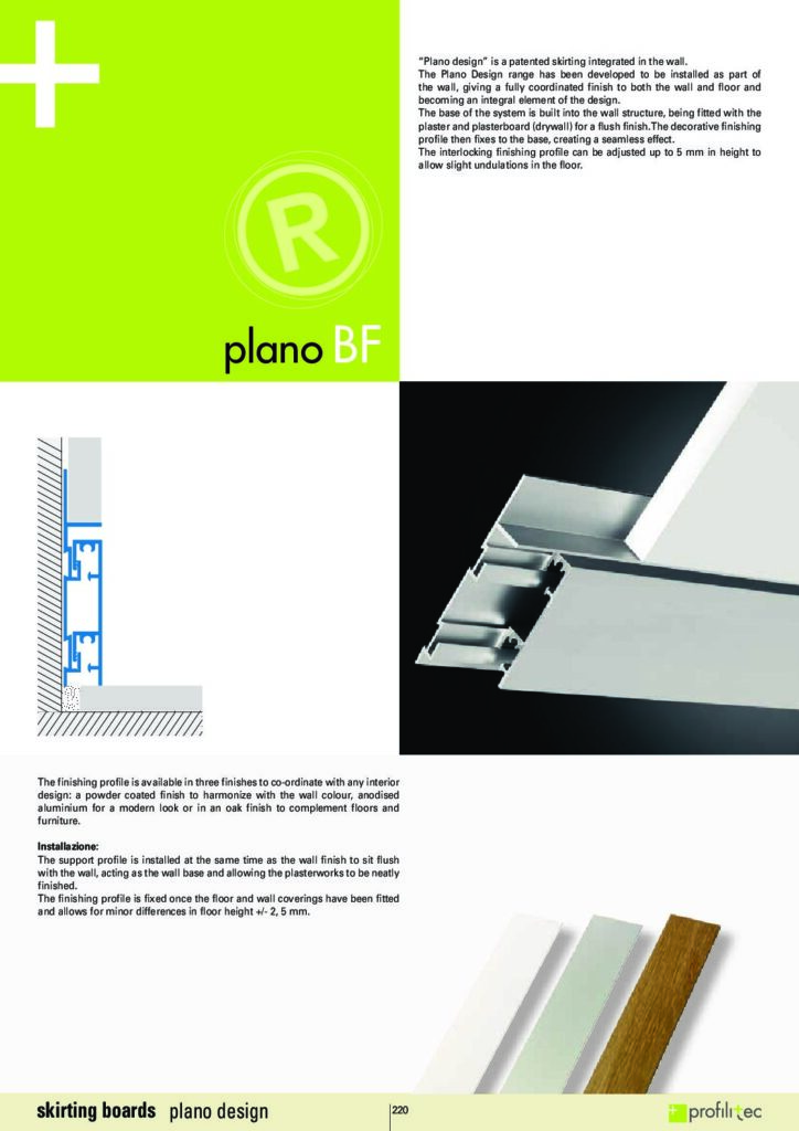 Plintă Filomuro PLANO BF de la PROFILITEC – Integrare Perfectă în Perete