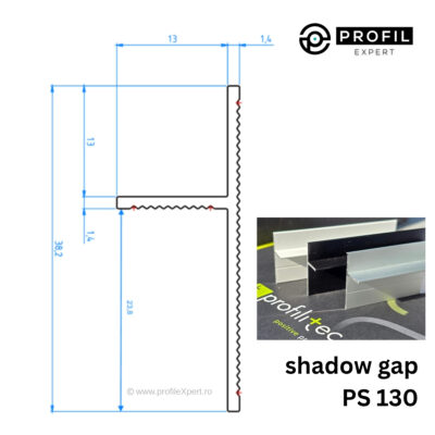 Nut negru la tavan si perete PLANO PS130 Profilitec | profil shadow gap 13×13 mm pentru gips-carton, negru mat A54 &ndash; bara 2,7 m