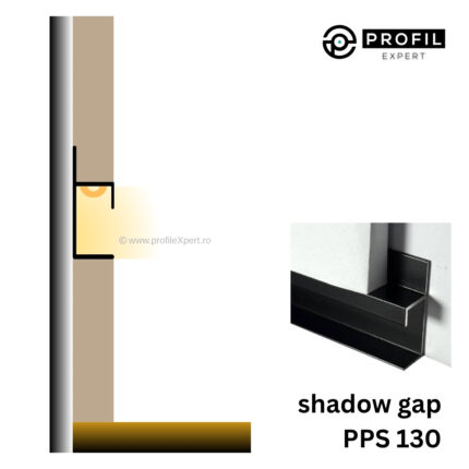 Profil tip plintă și scafă ascunsă Shadow Gap LED | PLANO PPS 130 A54 NEGRU MAT | PROFILITEC