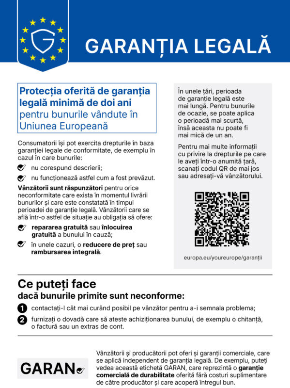 Garantia legala de conformitate – 2 ani pentru toate produsele Legal guarantee harmonised notice ro 599x800 - Garantia legala de conformitate – 2 ani pentru toate produsele