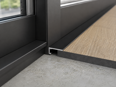 Miniplinta profil minimalist Minileiste AL16X5 | terminatie discreta pardoseala-perete, pardoseala-tamplarie (ferestre usi) acopera rosturi de 6-13 mm, orice pardoseala de la 6 mm, aluminiu in 6 finisaje – bara 2 ml