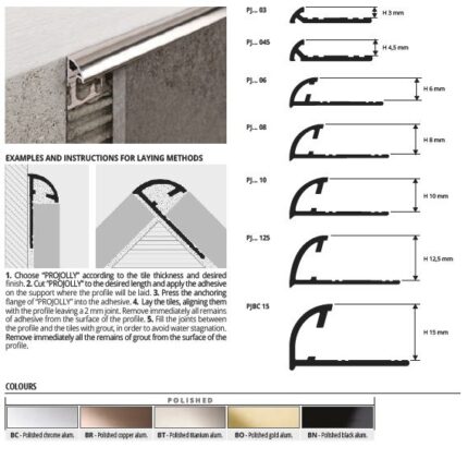 Profil capat profil colt din aluminiu pentru ceramica subtire Projolly | PROGRESS PROFILE