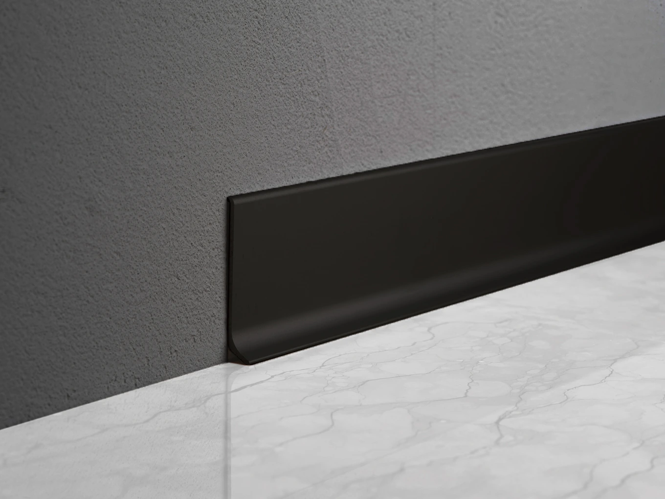 Plinta parchet: aluminiu, PVC sau flexibila? Ghid cinstit de alegere, cu preturi si poze Plinta pentru perete din aluminiu negru mat Profilitec BA 600 A54 - Plinta parchet: aluminiu, PVC sau flexibila? Ghid cinstit de alegere, cu preturi si poze