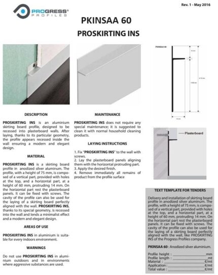Plinte Metalice Plinta ascunsa – PLANO PS130 AS argintiu mat