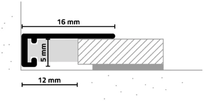 Miniplinta profil minimalist Minileiste AL16X5 | terminatie discreta pardoseala-perete, pardoseala-tamplarie (ferestre usi) acopera rosturi de 6-13 mm, orice pardoseala de la 6 mm, aluminiu in 6 finisaje – bara 2 ml