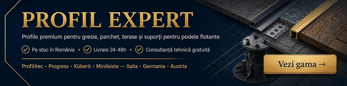 Profil Expert - profile premium pentru gresie, parchet si terase, suporti reglabili podele flotante gresie exterior pe stoc in Romania