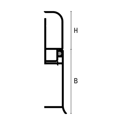 Plinta modulara aluminiu Baseboard BI800 Profilitec | baza interior sau exterior + top interschimbabil in aluminiu sau decor stejar – bara 2,7 m