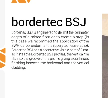 Profil delimitare terasa inaltata Bordertec BSJ | fata decorativa 2 cm, placa verticala in canelura, perimetru pardoseli pe ploturi si trepte – bara 2,70 m