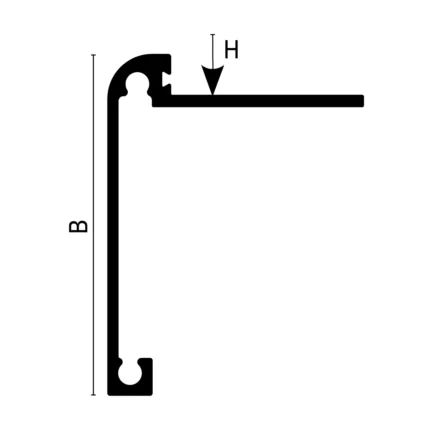 Profil blat bucatarie placat Planotec BP Profilitec | protectia cantului la blaturi placate cu gresie de 4,5-12,5 mm, argintiu anodizat – bara 2,7 m