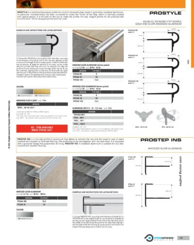 Profil treapta parchet si LVT Prostep INS Progress Profiles | aluminiu anodizat | bara 2,7 m