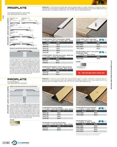 Profil mascare lat Proplate Progress Profiles | aluminiu, mascare prag si rost | bara 2,7 m