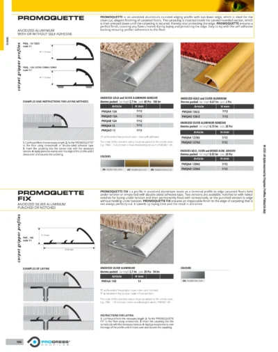 Profil fixare mocheta Promoquette Progress Profiles | aluminiu | bara 2,7 m