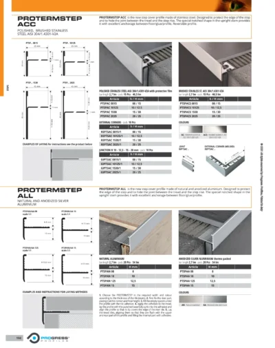 Profil treapta Protermstep Progress Profiles | inox si aluminiu | bara 2,7 m