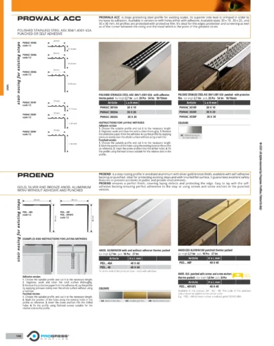 Profil treapta Prowalk Progress Profiles | alama lucioasa si aluminiu anodizat | bara 2,7 m