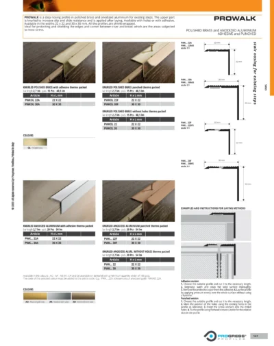 Profil treapta Prowalk Progress Profiles | alama lucioasa si aluminiu anodizat | bara 2,7 m