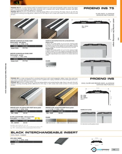 Profil treapta Proend Progress Profiles | aluminiu anodizat, variante GRIP si INS | bara 2,7 m