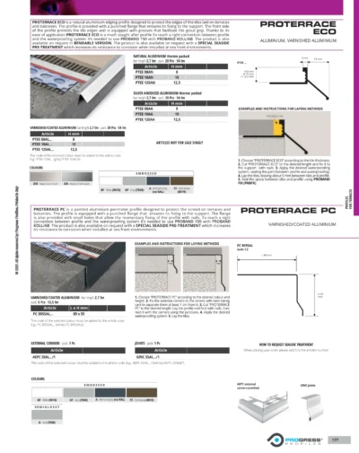 Picurator terasa Proterrace PC Progress Profiles | bara 2,7 m