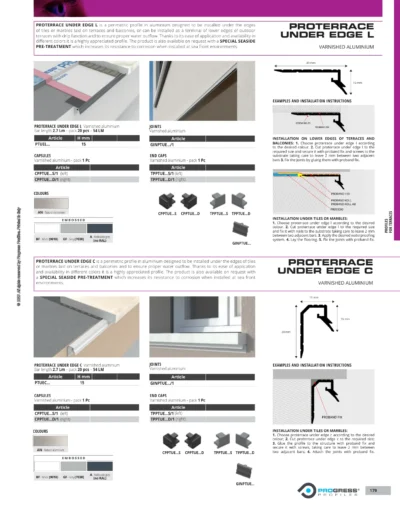 Profil sub margine Proterrace Under Edge L Progress Profiles | bara 2,7 m