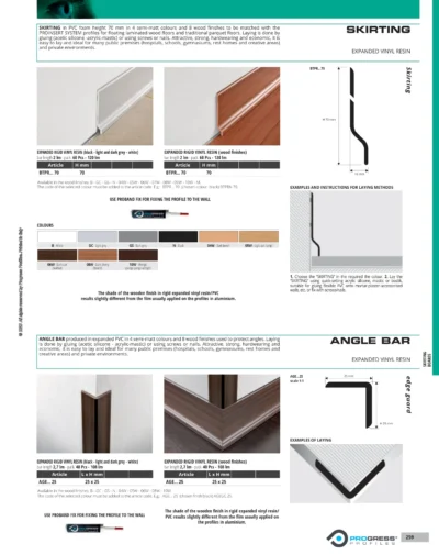 Plinte si coltare PVC decor lemn Progress Profiles | Battiscopa 70, Angle Bar, Proangle si Proseal Wood