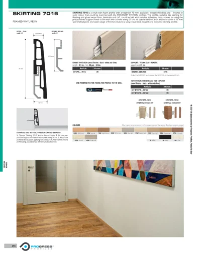 Plinte PVC si rasina vinilica Progress Profiles | Skirting 7016, 7011, 62F, 6014, 8014, role 50 m
