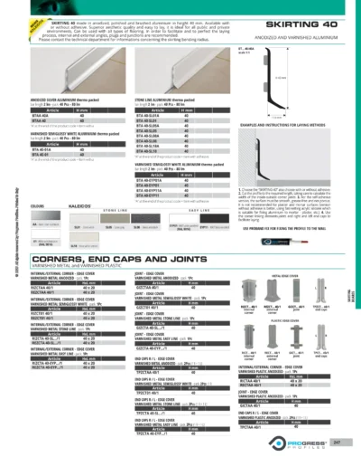 Plinta metalica Skirting Progress Profiles | aluminiu si inox, H 40&ndash;150 mm | bara 2 m