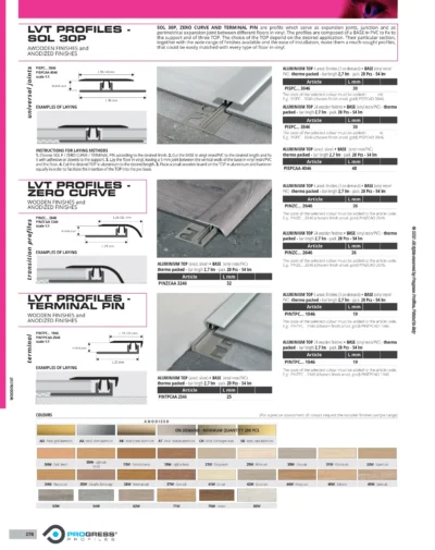 Profil trecere slim LVT Zero Curve LVT Progress Profiles | L 26-32 mm, curbabil, decor lemn