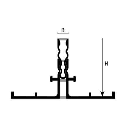 Profil de rost in sapa Coflex CMB Profilitec | sintetic dubla densitate, H1 30-60 mm, vizibil 8 mm, montaj la turnarea sapei – bara 2,7 m