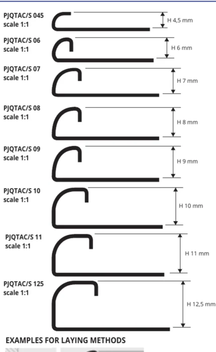 Coltar sfert de cerc (semirotund) faianta Projolly Quart Progress Profiles | PVC, aluminiu, inox, alama | H 6–15 mm, bara 2,7 m
