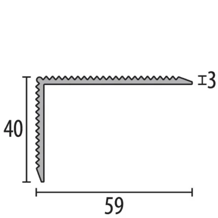 Cornier balcon Küberit 529 | profil margine 59 x 40 mm, 6 culori RAL structurale – bara 3,6 m