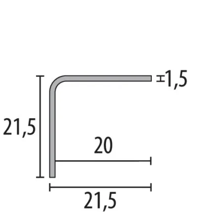 Cornier inox Küberit 542 | muchie 21,5 mm, inox mat periat – bara 2,5 m