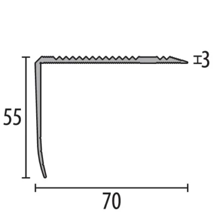 Cornier lat Küberit 530 | protectie muchie 55 x 55 mm – bare 1 / 2,5 / 5 m