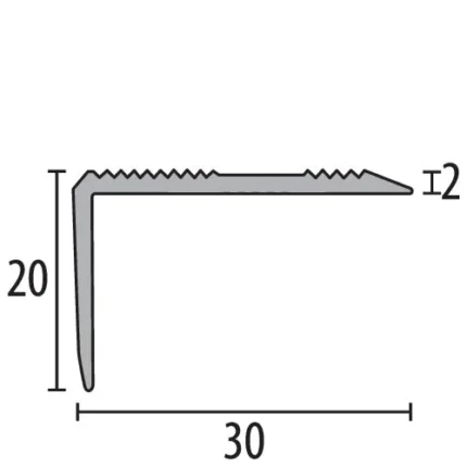 Cornier protectie Küberit 227 | muchie 20 x 20 mm cu colturi rotunde prefabricate – bare 2,5 / 5 m
