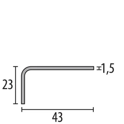Cornier treapta inox Küberit 544 | muchie 23 x 23 mm, inox Crossline – bara 2,5 m