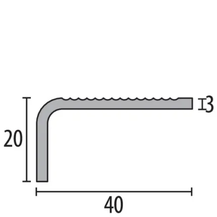 Cornier treapta inox Küberit 545 | muchie 23 x 23 mm, inox mat periat – bara 2,5 m