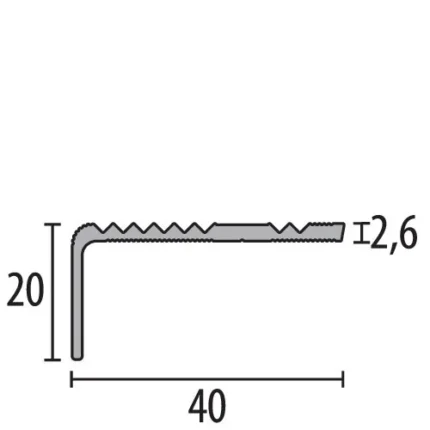 Cornier treapta Küberit 525 | muchie 20 x 20 mm, perforat sau de lipit – bare 2,5 / 5 m