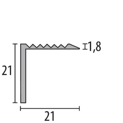 Cornier treapta Küberit 526 | muchie 21 x 21 mm, 7 finisaje inclusiv alama – bare 1 / 2,5 / 5 m