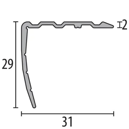 Cornier treapta Küberit 535 | muchie 29 x 29 mm – bare 1 / 2,5 / 3 / 5 m