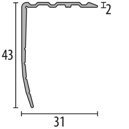 Cornier treapta Küberit 540 | muchie 43 x 43 mm – bare 1 / 2,5 / 3 / 5 m
