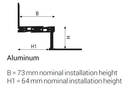 Profil rost dilatatie perimetral carosabil Jointec GAP Profilitec | rost 64 mm, perete-pardoseala, H 20-70 mm – bara 4 m