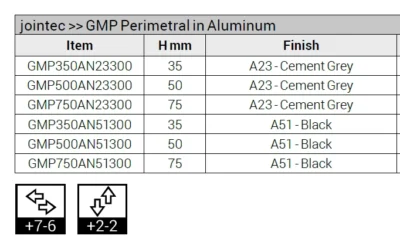 Profil rost dilatatie perimetral perete-pardoseala Jointec GMP-GMLP Profilitec | insert 37-47 mm, H 35-75 mm – bara 3 m