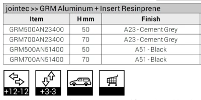 Profil rost dilatatie structural Jointec GRM Profilitec | rost 90 mm, incorporat, H 50-70 mm – bara 4 m