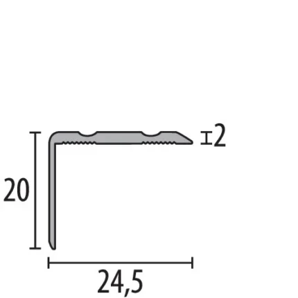 Coltar de protectie muchie treapta Küberit 235 | profil in L 20×20 mm pentru trepte si placari, autoadeziv sau cu surub