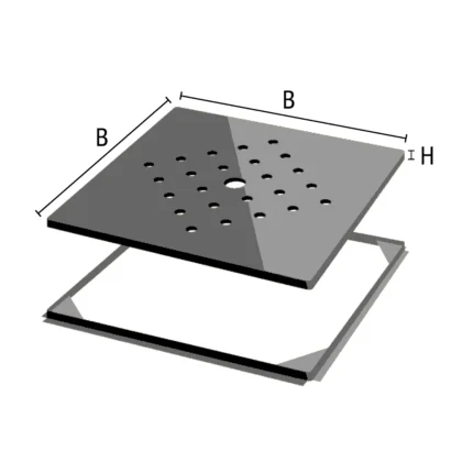 Capac scurgere placabil PD Profilitec | inox periat, 100/150/200 mm, pentru gresie de 8 sau 10 mm – scurgere invizibila