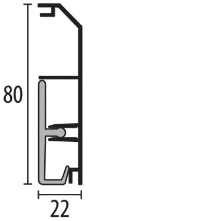 Plinta aluminiu Küberit 934 | plinta metalica inalta 80 mm, bara 2,5 m