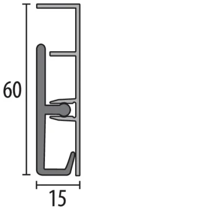 Plinta aluminiu Küberit 935 | plinta metalica 60 mm, bara 2,5 m