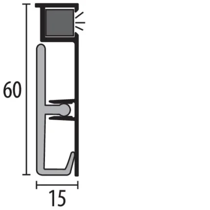 Plinta aluminiu Küberit 936 | plinta 60 mm compatibila cu banda LED, bara 2,5 m