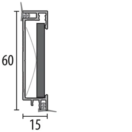 Plinta aluminiu cu garnitura Küberit 950 D | plinta design 60 mm cu buza de etansare, bara 2,5 m