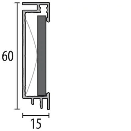Plinta aluminiu Küberit 950 | plinta metalica design 60 mm, bara 2,5 m