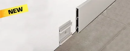 Plinta minimalista din aluminiu Proskirting List Progress Profiles | fata plana, H 40/80 mm, finisaje anodizate si vopsite RAL – bara 2 m