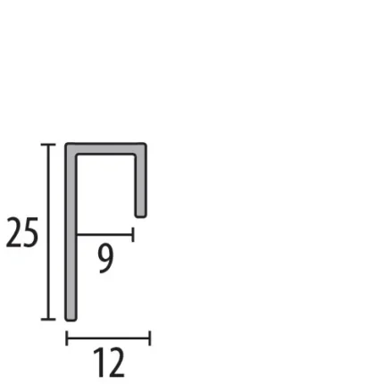 Plinta pentru mocheta Kuberit 901 | plinta din aluminiu 25 x 25 mm pentru mocheta – bare 2,5 / 5 m